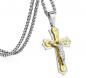 Preview: Anhänger Kreuz gold/silber bicolor mit Jesus und Kette