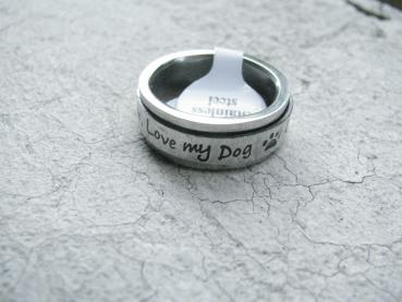 Drehring "Love My Dog" aus Edelstahl